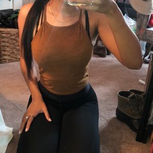 Brown suede crop top